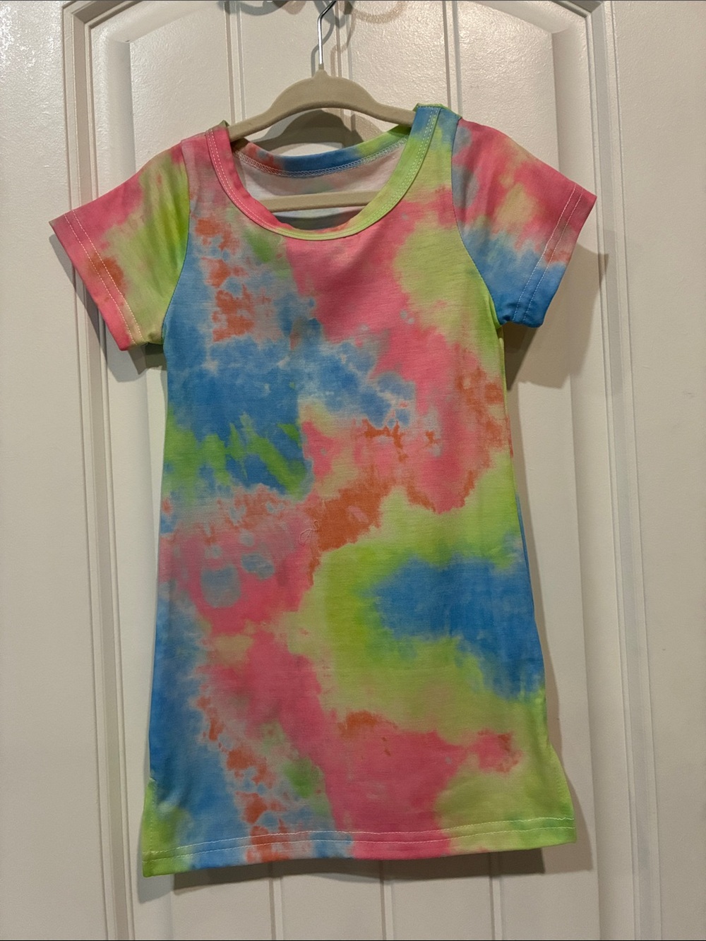 Kids Tie-Dye Short Sleeve Tee Dress - Multicolor size 90 & 100